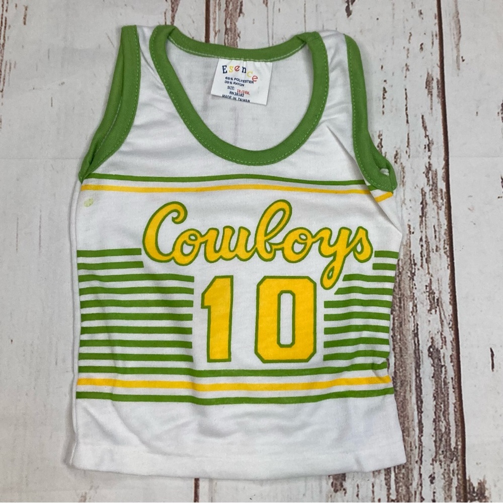 Graphic Tank Top Esence White & Lime Green Sz 18/24M